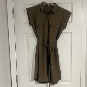 Express Olive Mini Shirt Dress
